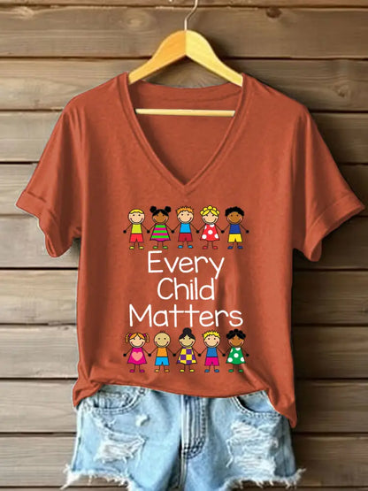 Women’s Every Child Matters Printed Casual T-Shirt Pumpkin Orange / S
