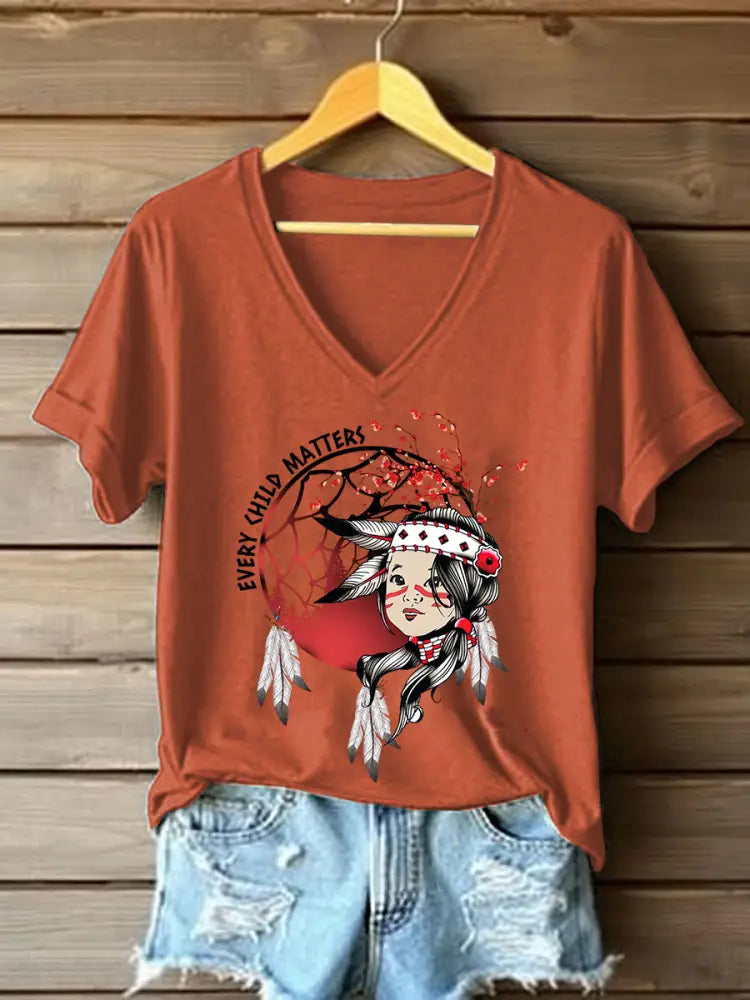 Women’s Every Child Matters Printed Casual T-Shirt Pumpkin Orange / S
