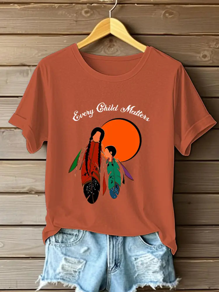 Women’s Every Child Matters Printed Casual T-Shirt Pumpkin Orange / S