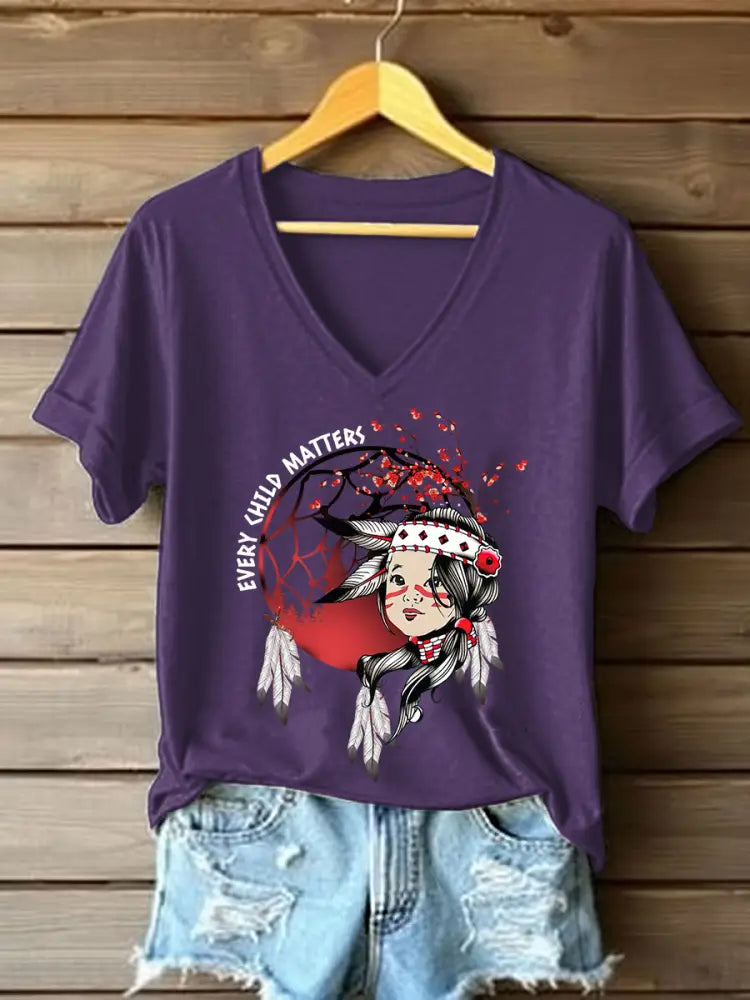 Women’s Every Child Matters Printed Casual T-Shirt Purple / S