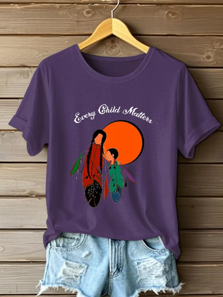Women’s Every Child Matters Printed Casual T-Shirt Purple / S