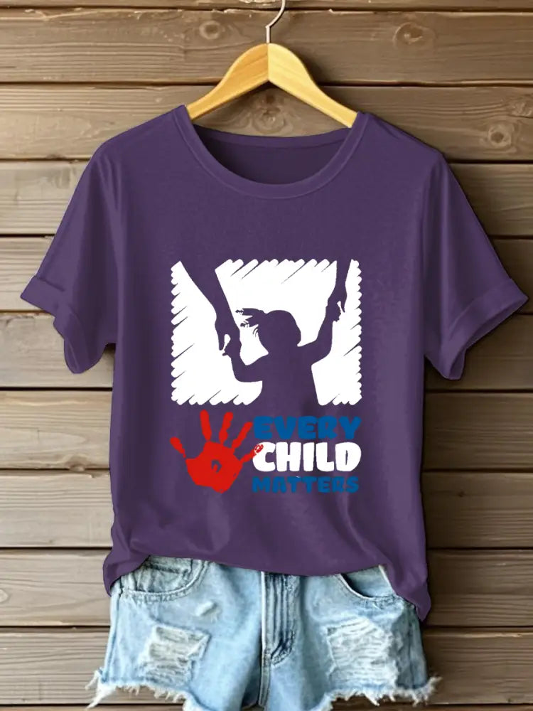 Women’s Every Child Matters Printed Casual T-Shirt Purple / S