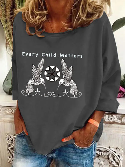 Women’s Every Child Matters Printed Casual Top Dark Gray / S