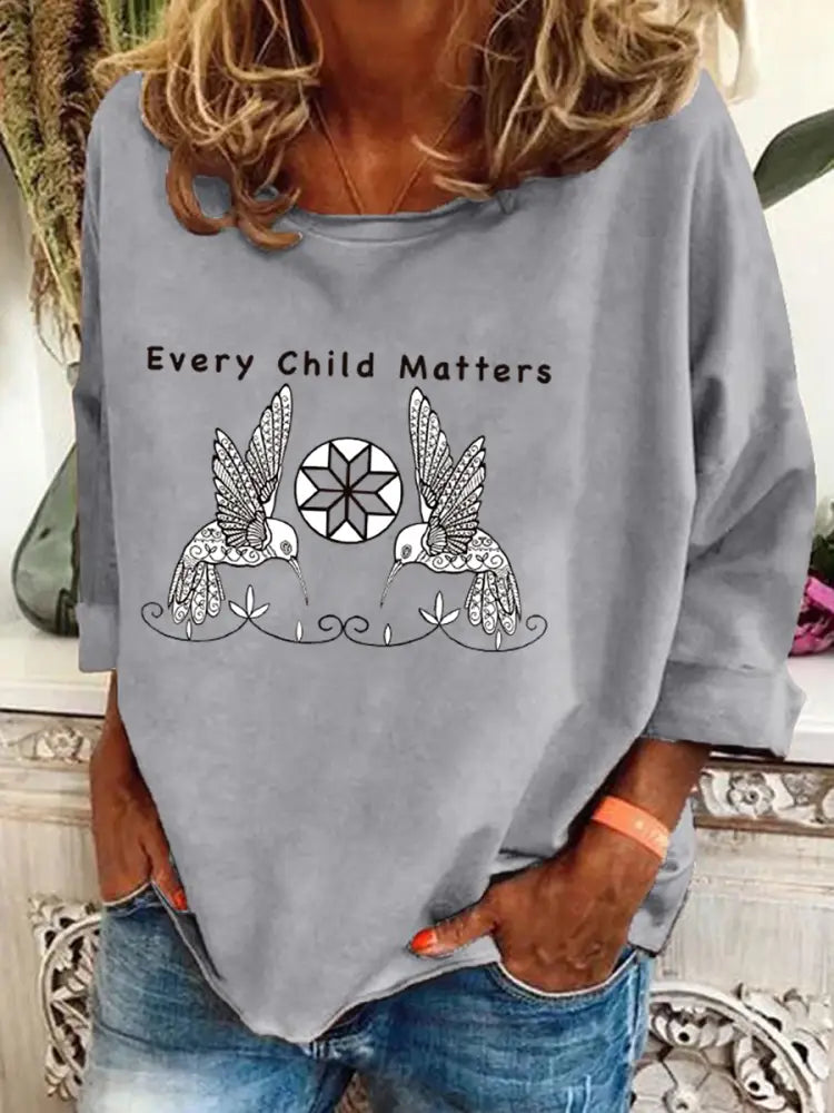Women’s Every Child Matters Printed Casual Top Light Gray / S
