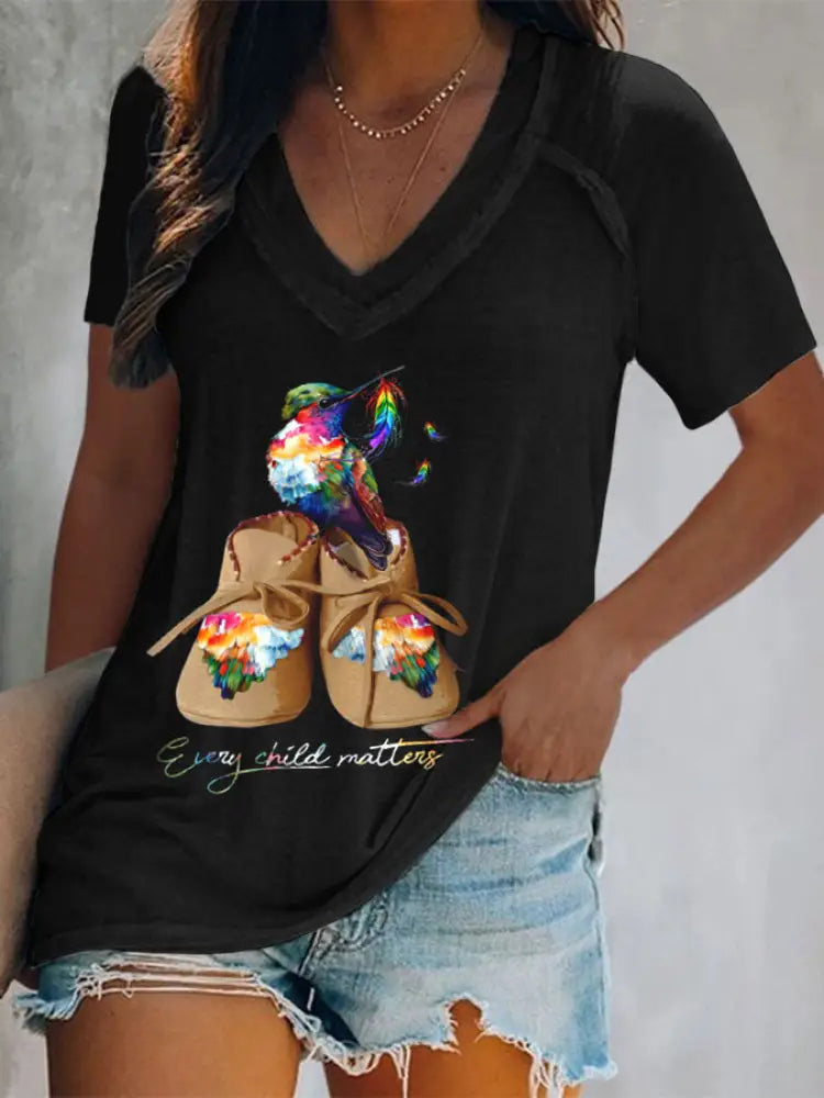 Women’s every child matters V-neck T-shirts Black / S