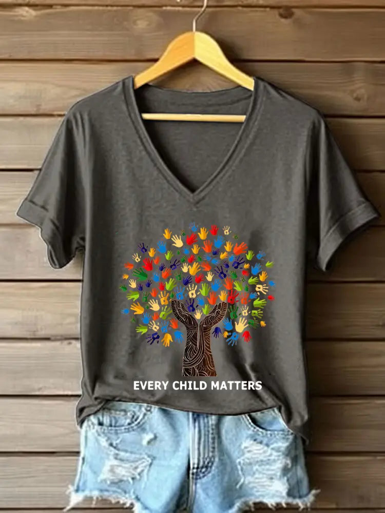 Women’s every child matters V-neck T-shirts Dark Gray / S