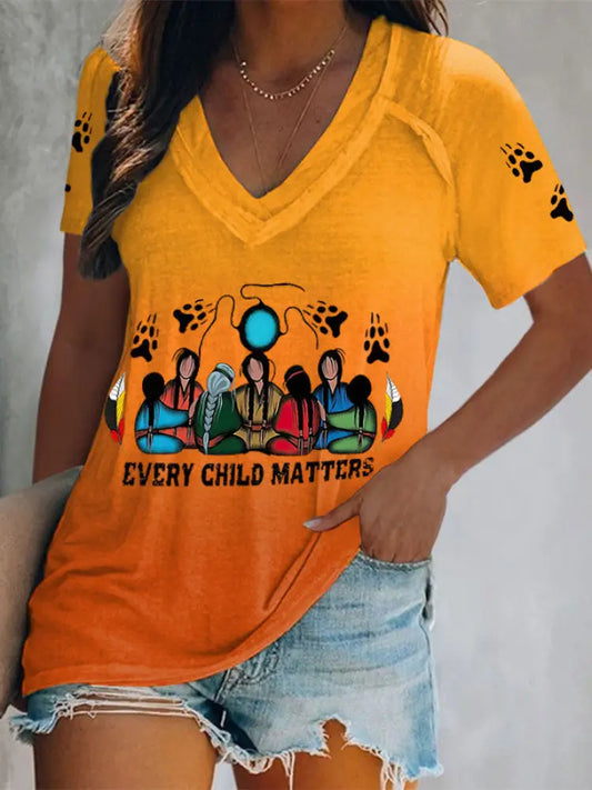 Women’s every child matters V-neck T-shirts Orange / S