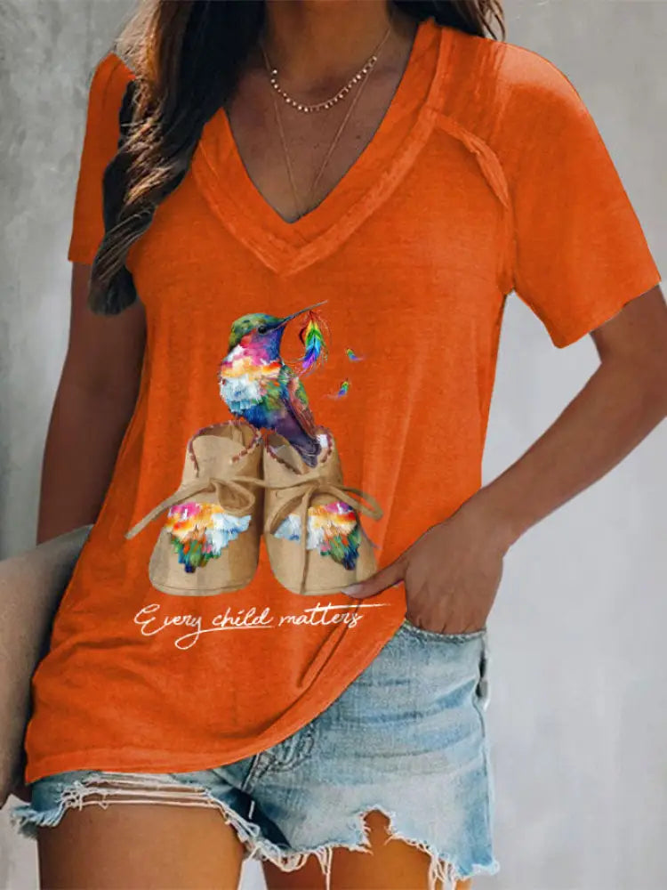 Women’s every child matters V-neck T-shirts Orange / S
