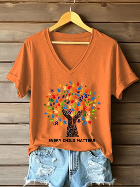 Women’s every child matters V-neck T-shirts Orange / S