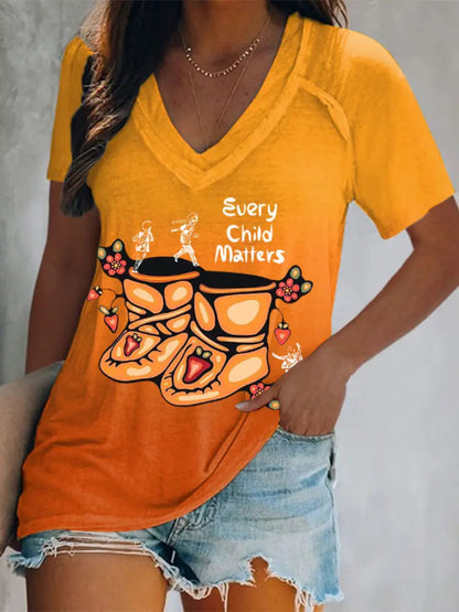 Women’s every child matters V-neck T-shirts Orange / S