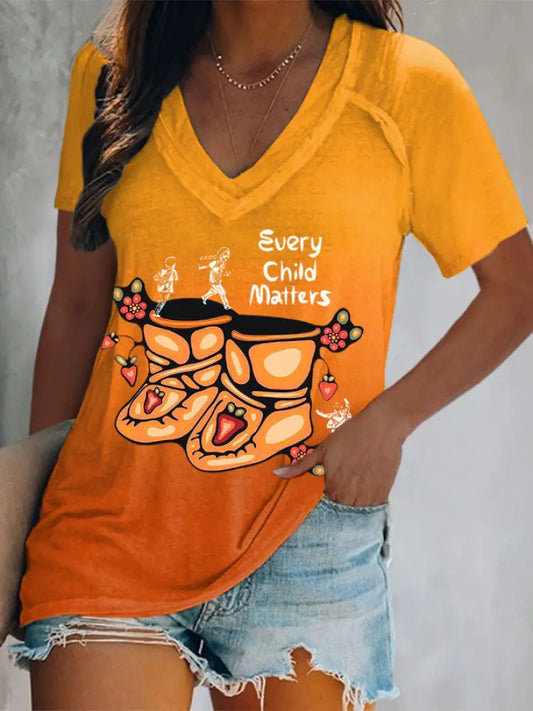 Women’s every child matters V-neck T-shirts Orange / S