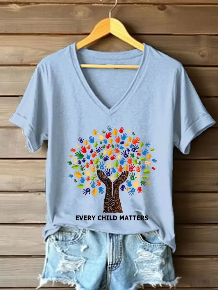 Women’s every child matters V-neck T-shirts Sky Blue / S