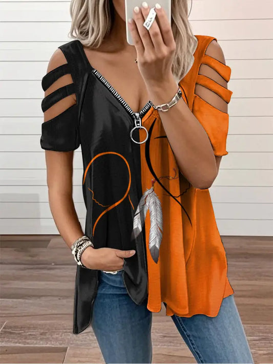 Women’s Every child matters V-neck zip-up tops Orange / S
