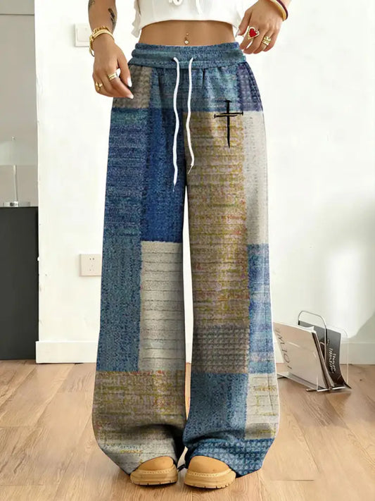 Women’s Faith Art Printed Pants Blue / S