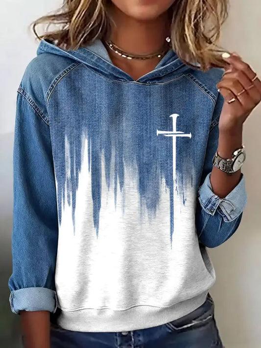 Women’s Faith Art Printed Tops Blue / S