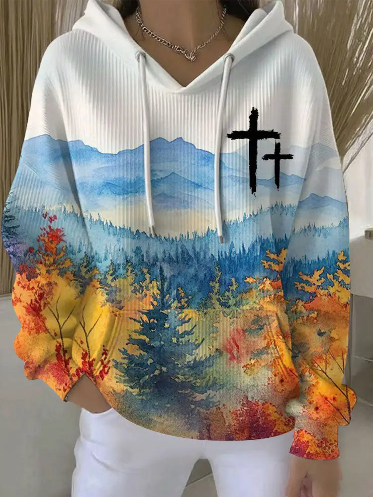 Women’s Fall Faith Print Casual Sweatshirt As picture / S