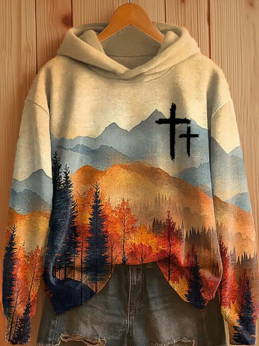 Women’s Fall Faith Print Casual Sweatshirt As picture / S