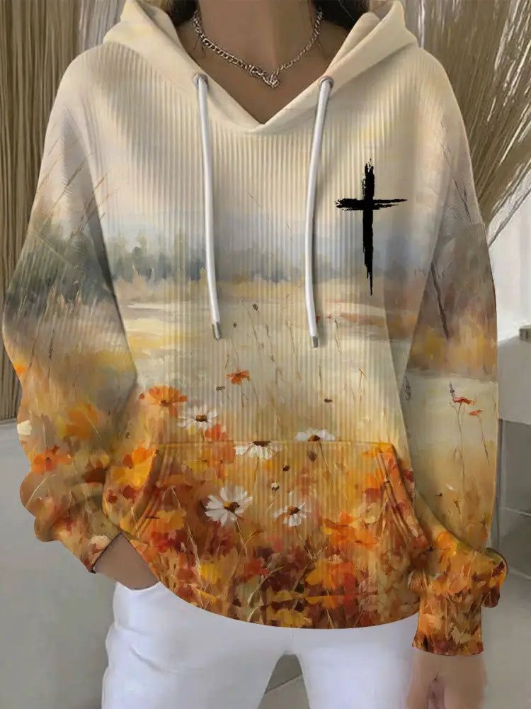 Women’s Fall Faith Print Casual Sweatshirt As picture / S