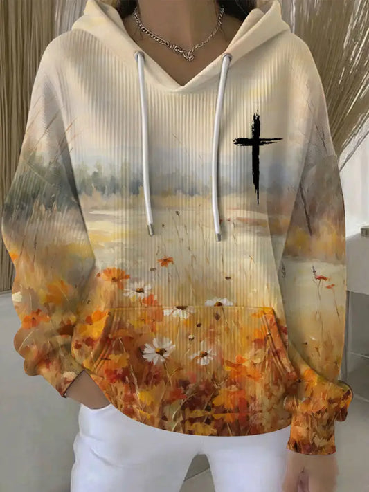 Women’s Fall Faith Print Casual Sweatshirt As picture / S