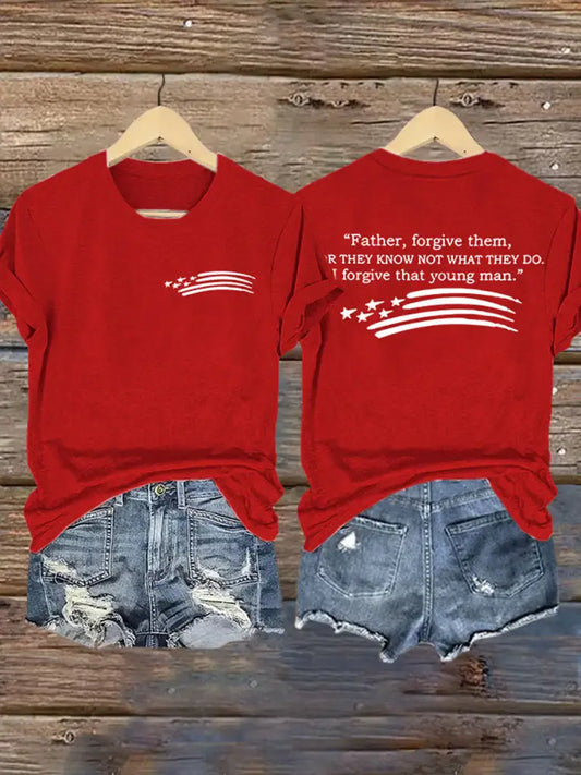 Women’s Father Forgive Them For They Not Know What They Do V-Neck Tee Red / S