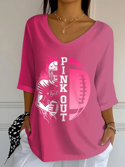 Women’s Football combines with breast cancer Half Sleeve T Shirt As picture / S