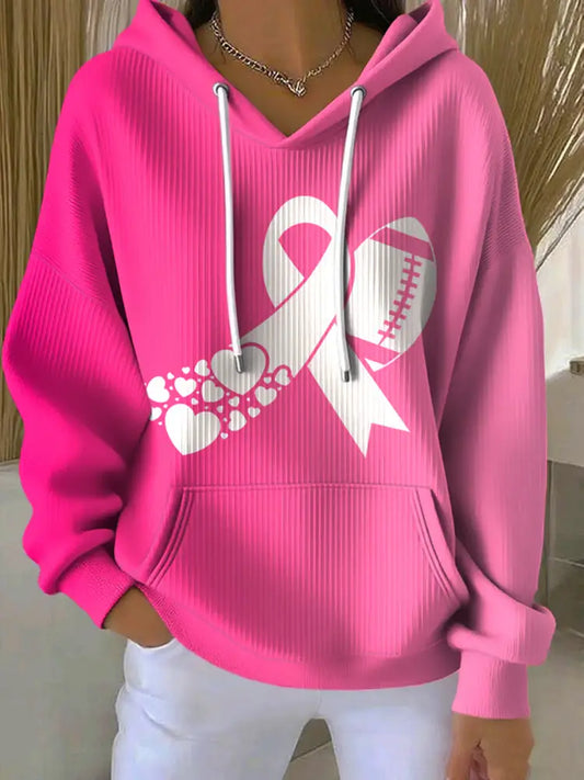 Women’s Football combines with breast cancer Hooded Sweatshirt with Pockets As picture / S