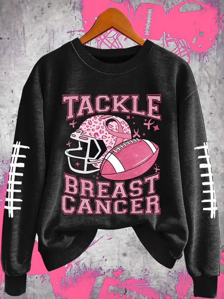Women’s Football combines with breast cancer Regular Sweatshirt Black / S