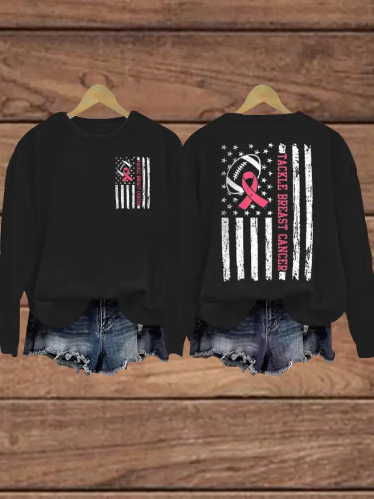 Women’s Football combines with breast cancer Regular Sweatshirt Black / S
