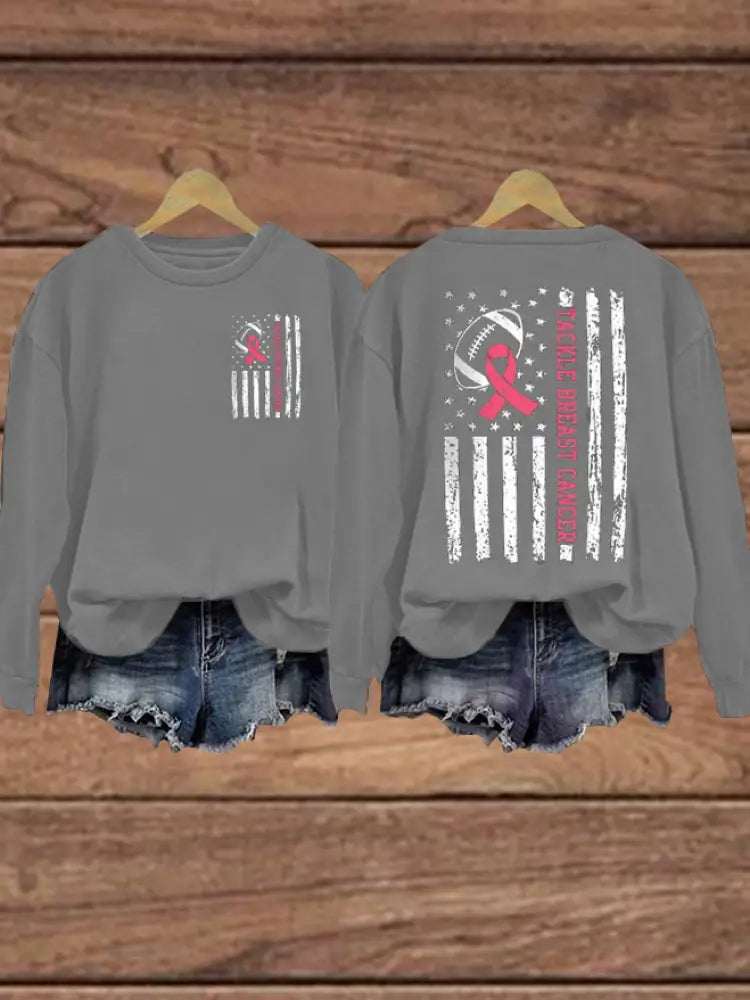 Women’s Football combines with breast cancer Regular Sweatshirt Gray / S