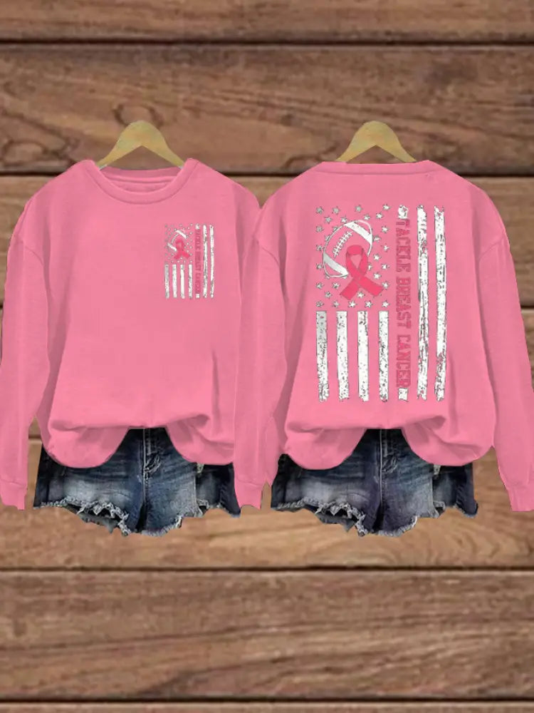 Women’s Football combines with breast cancer Regular Sweatshirt Pink / S