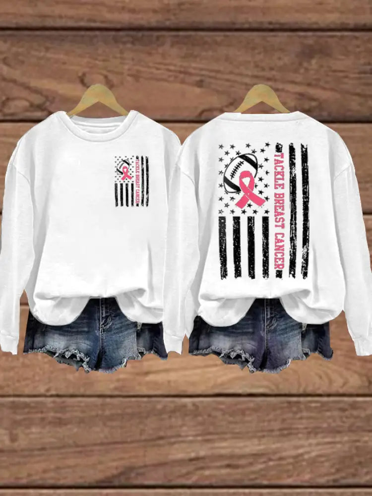Women’s Football combines with breast cancer Regular Sweatshirt White / S