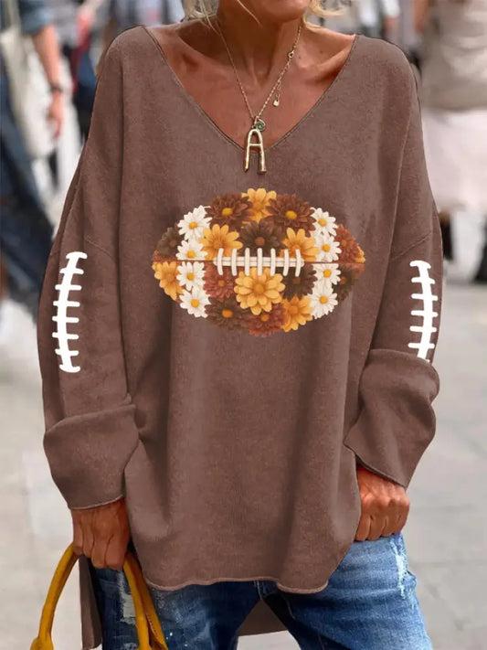 Women’s Football Fans Lovers Gameday Casual French velvet top Brown / S
