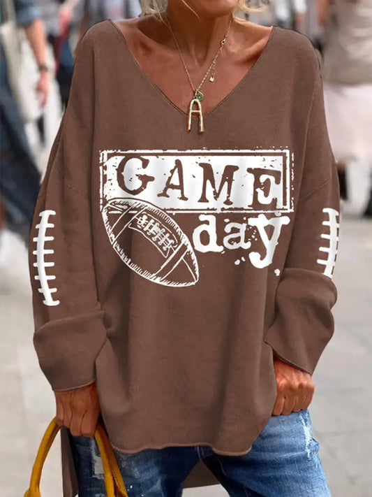 Women’s Football Fans Lovers Gameday Casual French velvet top Brown / S