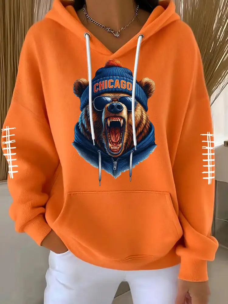 Women’s Football Fans Lovers Gameday Casual Hoodie Orange / S