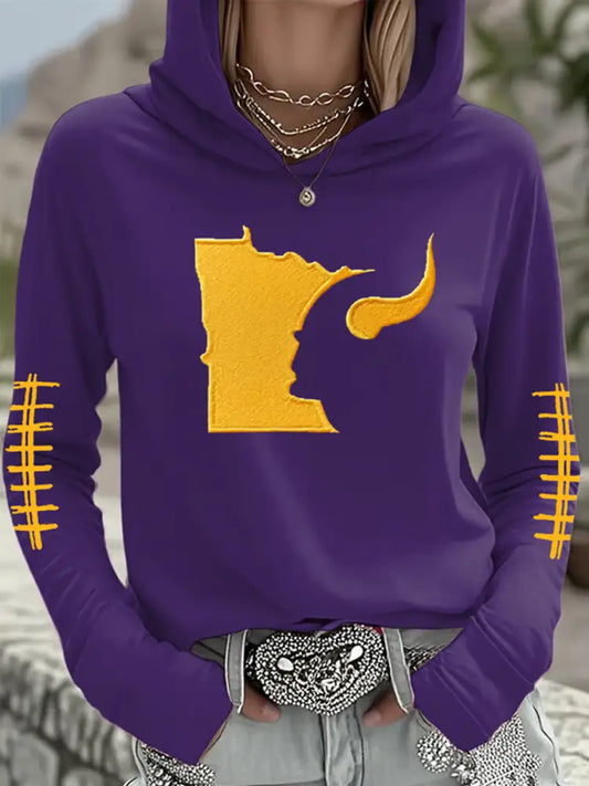 Women’s Football Fans Lovers Gameday Casual Hoodie Purple / S