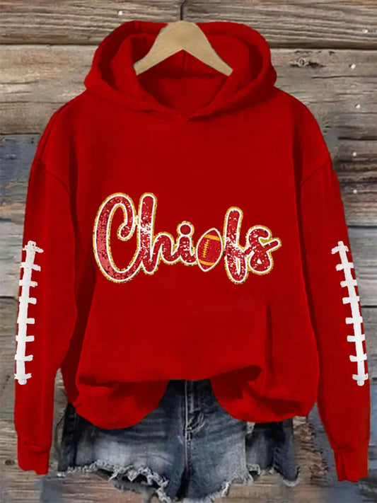 Women’s Football Fans Lovers Gameday Casual Hoodie Red / S