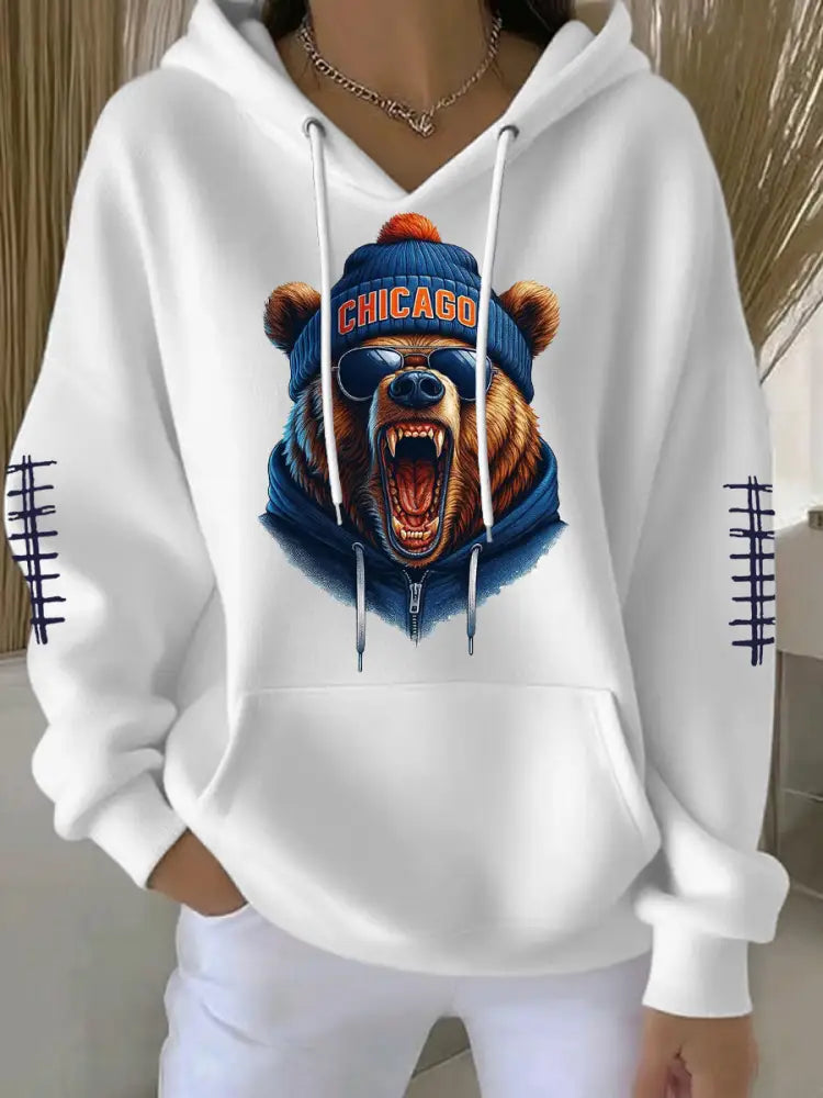 Women’s Football Fans Lovers Gameday Casual Hoodie White / S