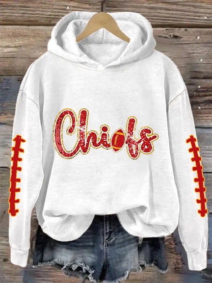 Women’s Football Fans Lovers Gameday Casual Hoodie White / S