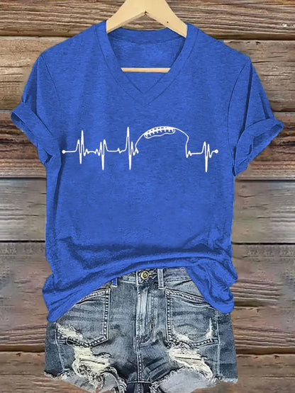 Women’s Football Fans Lovers Gameday Casual Iron On Short Sleeve T Shirt Blue / S