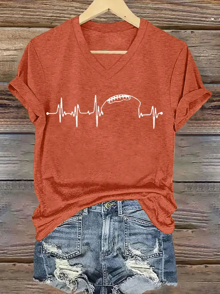 Women’s Football Fans Lovers Gameday Casual Iron On Short Sleeve T Shirt Pumpkin Orange / S