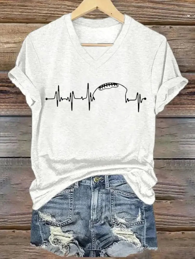 Women’s Football Fans Lovers Gameday Casual Iron On Short Sleeve T Shirt White / S