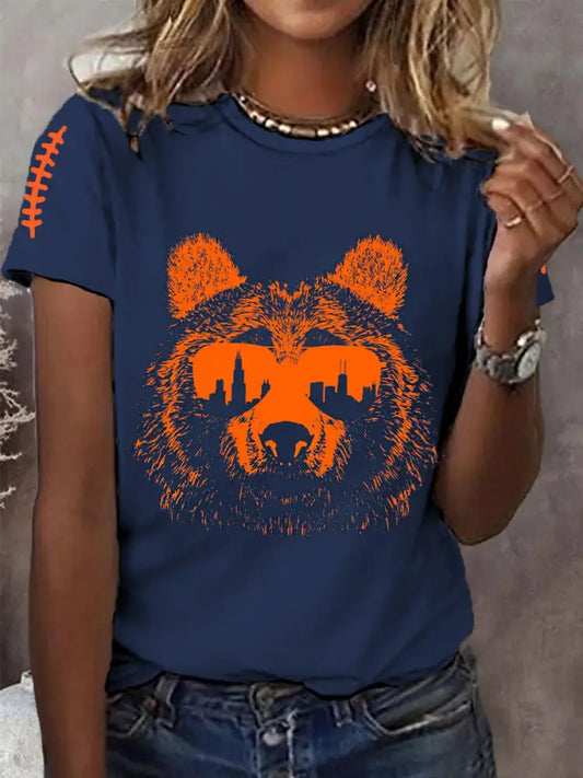 Women’s Football Fans Lovers Gameday Casual Short Sleeve T shirt Dark Blue / S