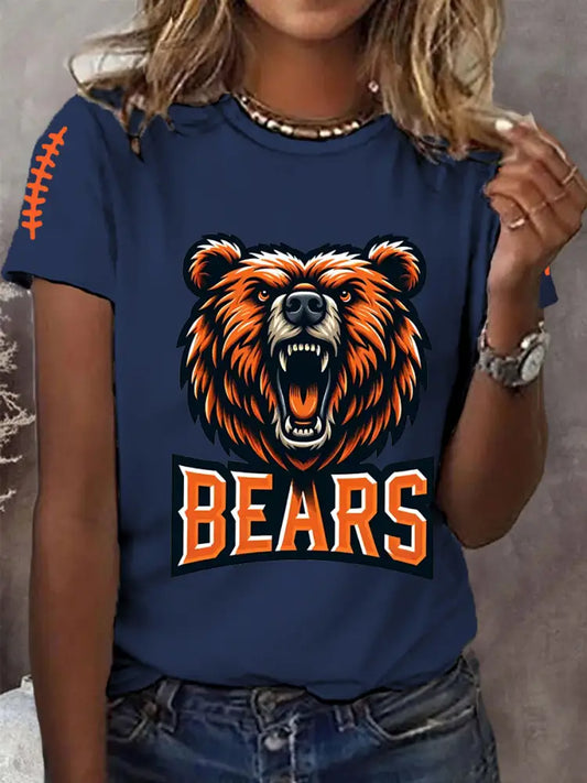 Women’s Football Fans Lovers Gameday Casual Short Sleeve T shirt Dark Blue / S