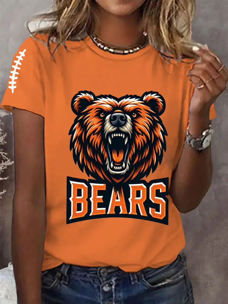 Women’s Football Fans Lovers Gameday Casual Short Sleeve T shirt Orange / S