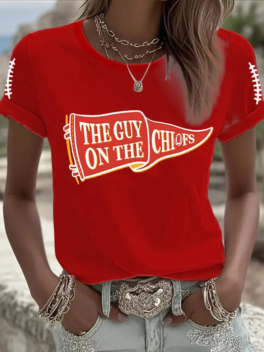 Women’s Football Fans Lovers Gameday Casual Short Sleeve T shirt Red / S