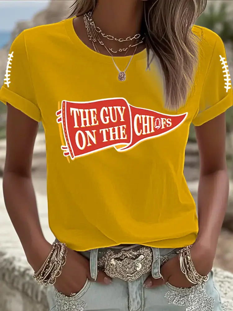 Women’s Football Fans Lovers Gameday Casual Short Sleeve T shirt Yellow / S