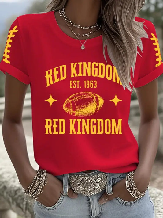 Women’s Football Fans Lovers Gameday Casual short sleeved T shirt Red / S