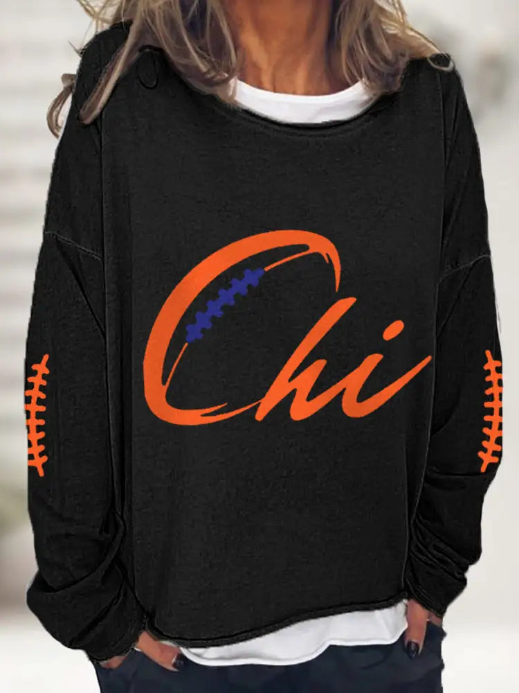 Women’s Football Fans Lovers Gameday Casual Sweatshirt Black / S