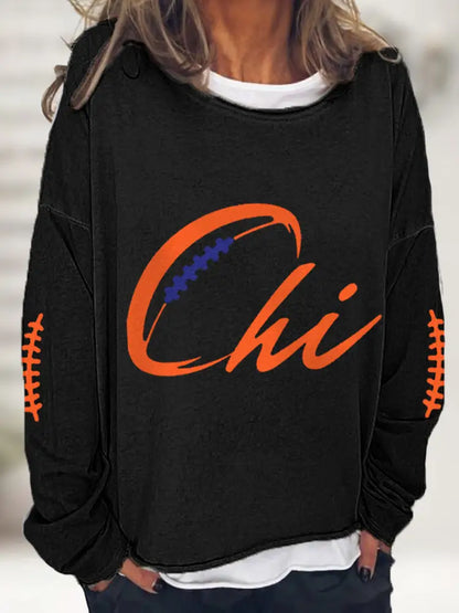 Women’s Football Fans Lovers Gameday Casual Sweatshirt Black / S