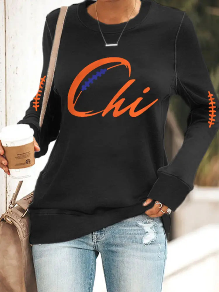 Women’s Football Fans Lovers Gameday Casual Sweatshirt Black / S